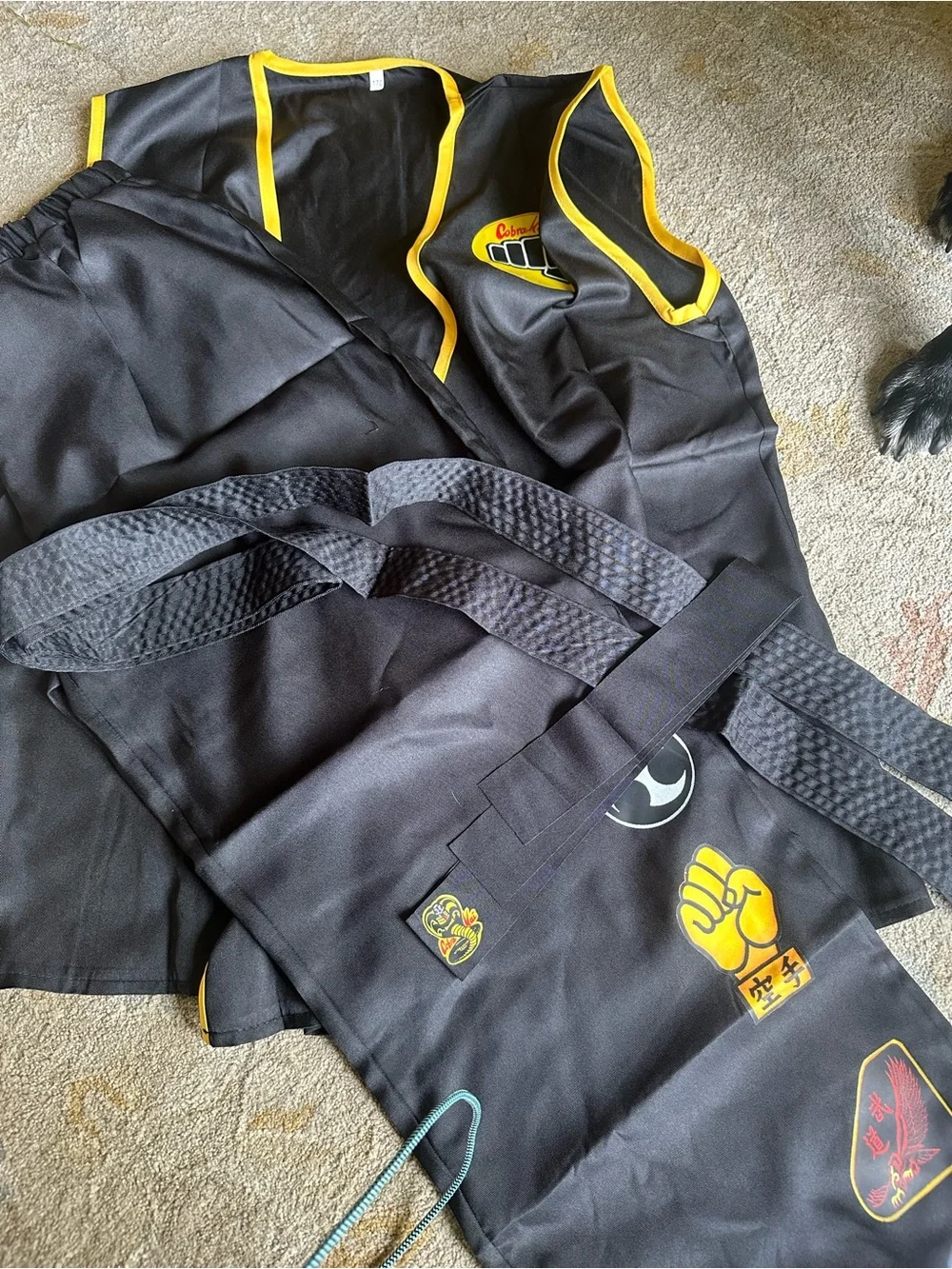 Kids Black and Yellow Ninja Costume Vest & Pants